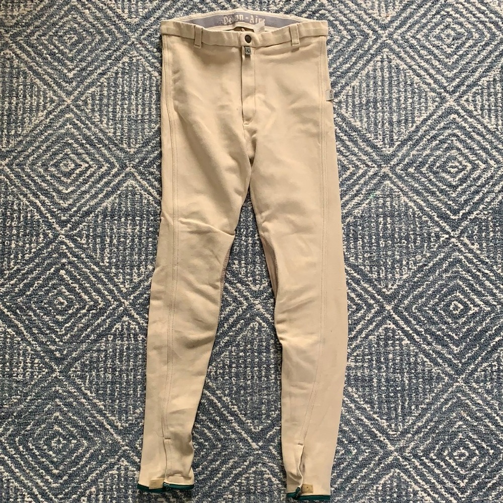 Equestrian riding breeches Juniors 28R Devon Aire Knee Patch Schooling Khaki